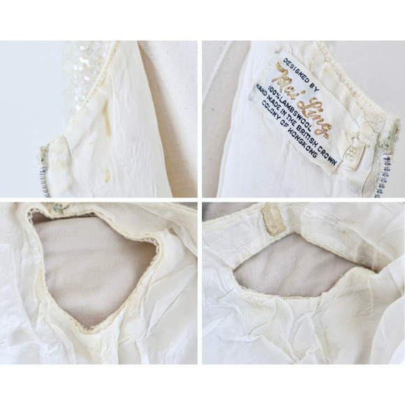 Vintage 1960s Mai Ling Beaded Shell Top Made In Hong Kong Sleeveless Cream - Picture 12 of 12